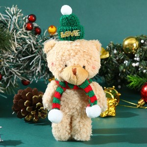 BABYYER Plush Bear Doll, Christmas Blush Bear, Cute Bear Stuffed Animal with Hat and Scarf for Holidays and Home Decor - 1 of 4