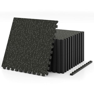 Costway 12/24 PCS 0.79” Thick Rubber Top Exercise Mat 48 Sq Ft Non-Slip & Shock Equipment - 1 of 4
