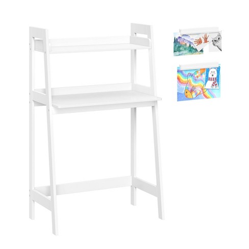 Kids Desk With Ladder Shelf Storage And 2 Bonus Magnetic Art Display Bars White Riverridge Home Target