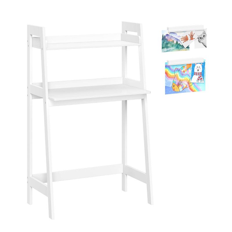 Kids&#39; Desk with Ladder Shelf Storage and 2 Bonus Magnetic Art Display Bars White - RiverRidge Home, 1 of 14