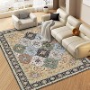 Traditional Floral Print Area Rug, Stain Resistant Low Pile Non Slip Carpet for Living Room, Bedroom - 2 of 4