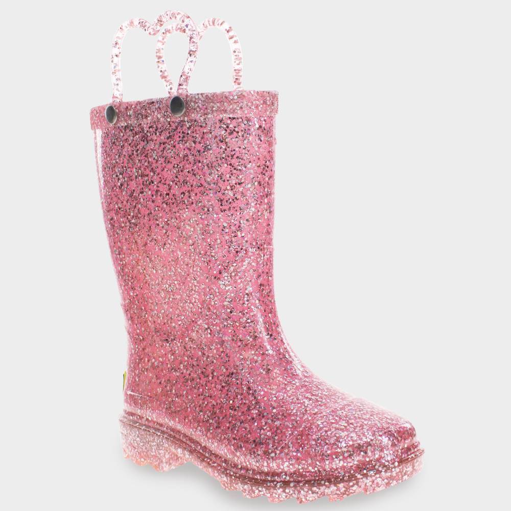 Western Chief Toddler Girls' Abby Shimmer Glitter Rain Boots - Pink 5T