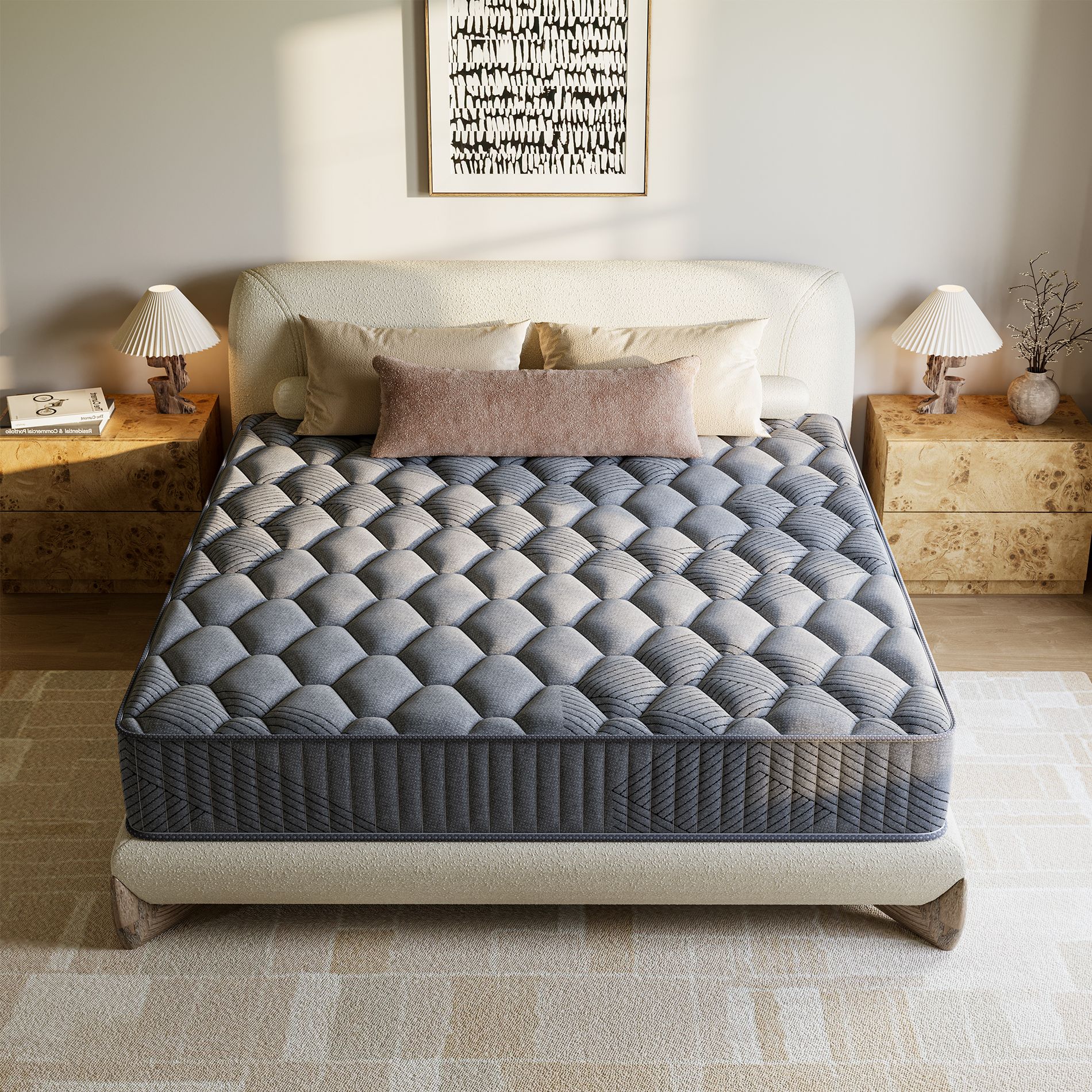 Swedrea Hybrid Mattress Anti Static Firm Cooling Breathable Gel Memory Foam, CertiPUR-US, OEKO-TEX Certified Foam, Gray