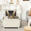 SEVOBAL End Tables Rustic Farmhouse Table with Hidden Storage Flip Top and Sturdy Wood for Living Room Bedroom, Antique White, 35"*41"*4" - 2 of 4