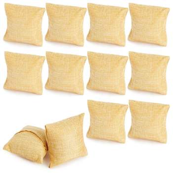 Juvale 12 Pack Linen Bracelet Cushion, Pillow Holder for Accessories, Watches and Bangles, Jewelry Display for Selling (Beige, 3x3x2 in)