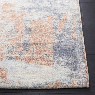 Restoration Vintage Blue and Brown Hand-Tufted Wool Area Rug