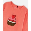Deux par Deux Girl Organic Cotton T-Shirt Coral with Cupcake - 4 of 4