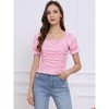 INSPIRE CHIC Women's Ruched Front Short Sleeve Floral Cropped Tops - 4 of 4