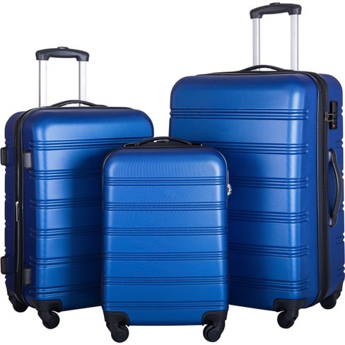 3 Pcs Luggage Set, Hardside Spinner Suitcase With Tsa Lock (20/24