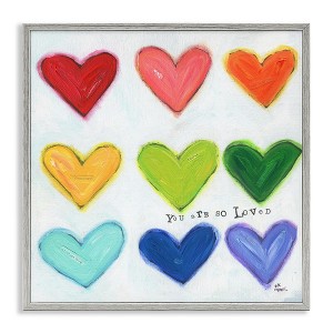 Stupell Industries You Are So Loved Rainbow Hearts, 12" x 12" - 1 of 4
