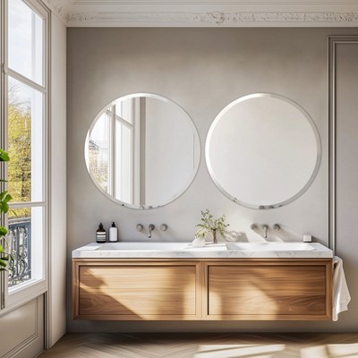 Artloge Round/Irregular Frameless Bathroom Mirror Silver Wall Mirror Modern with Contemporary Mirror for Room Entryway Hallway