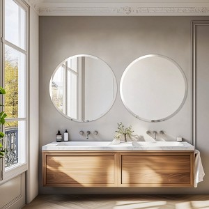 Artloge Round/Irregular Frameless Bathroom Mirror Silver Wall Mirror Modern with Contemporary Mirror for Room Entryway Hallway - 1 of 4