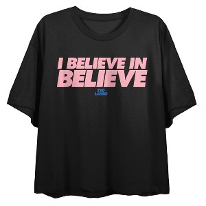 Ted Lasso Believe In Believe Women's Black Crop Tee - 1 of 3