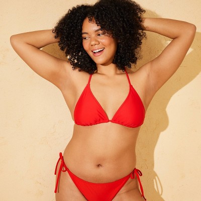 Wild Fable Women’s Solid Low-Rise High Leg Extra Cheeky Side-Tie Bikini Bottom - Wild Fable™ Red S — фото 4