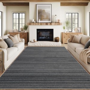 GustoWave Various sizes Modern Stripe Machine Washable Area Rug for Bedroom, Living Room, Black - 1 of 4