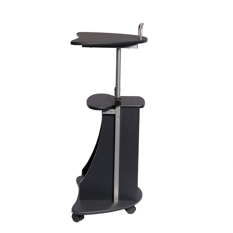 Sit To Stand Rolling Adjustable Height Laptop Cart with Storage Graphite - Techni Mobili, 5 of 11