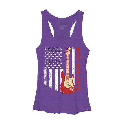 Women's Design By Humans Best Dad Ever Guitar and Flag By MINHMINH Racerback Tank Top