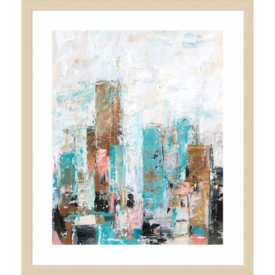 Misty Hues I Svelte Natural Framed Abstract Cityscape Print