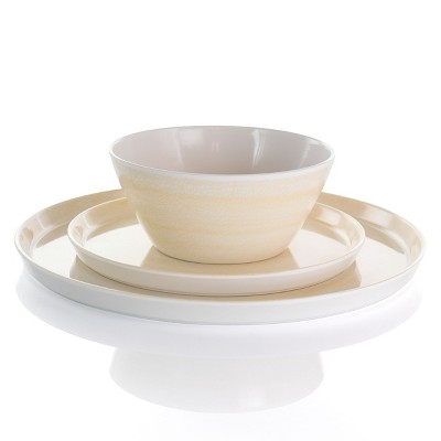 Cream Melamine 12-Piece Outdoor Dinnerware Set