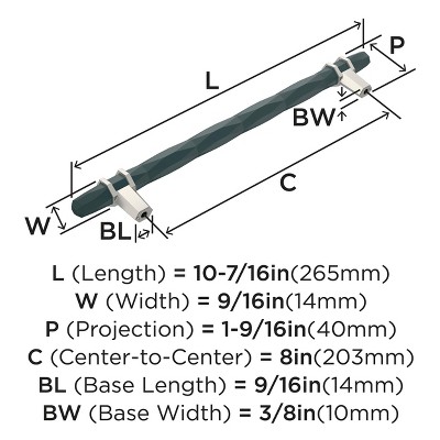 Modern 8-inch Black Bronze and Satin Nickel Cabinet Bar Pull