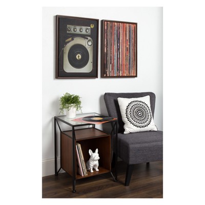 Sylvie Walnut Brown Framed Canvas with Vinyl Record Print