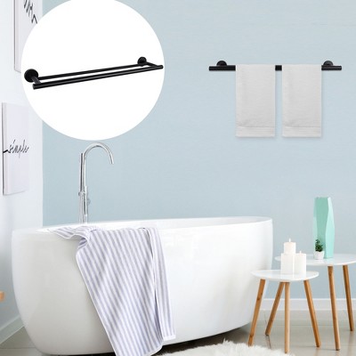 Unique Bargains Plastic Kitchen Bathrooms Self Adhesive Towel Bar Towel 1  Pc Black And White 18 X 2.5 X 1.8 : Target