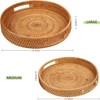BRINJOY 14.17" Round Woven Tray - Handmade Rattan Serving Tray with Handles (Large) - 2 of 4