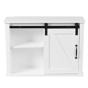LuxenHome Farmhouse White MDF Bathroom Wall Cabinet - 1 of 4