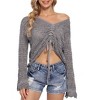 BLUEMING Womens Crochet Bell Sleeve Sweater Tops Loose Fit V Neck Mesh Cover Up Tops Hollow Out Boho Tops - 4 of 4