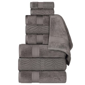 Chevron Zero Twist Cotton Solid and Jacquard Hand Towel Set of 6 by Blue Nile Mills - 1 of 4