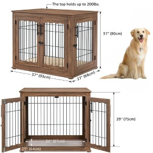 unipaws Wire Bar Dog Crate End Table – Double Doors, Wooden Furniture Style - 1 of 1