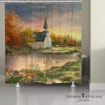 Thomas Kinkade Chapel of Reflection Shower Curtain - Multicolored