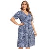 Clearlove Women's Plus Szie Summer Short Sleeve Casual Dresses V-Neck Floral Party Dress - 4 of 4