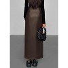 Women's 2025 Faux Leather Pencil Skirt - High Waist Slit Maxi for Office & Winter Fashion Brown - 2 of 4