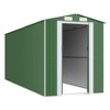 vidaXL Galvanized Steel Garden Shed - Large Outdoor Storage House with Double Sliding Doors - Green - 3 of 4