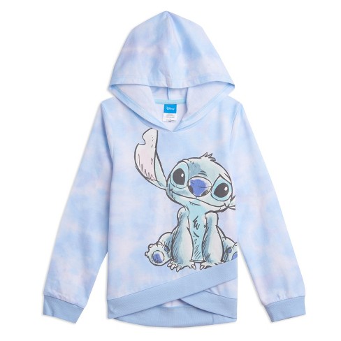 Disney Ladies Lilo and Stitch Classic Sweatshirt, Ohana Multi Print Hoodie  Light blue-XL