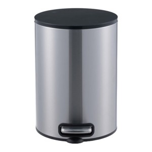 SEVOBAL Trash Can Kitchen Garbage Can Trash Cans Round Stainless Steel with Soft Close Lid Step Foot Pedal Bathroom Toilet, Gray, 14"*10"*10" - 1 of 4
