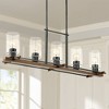 Franklin Iron Works Ranger Dust Bronze Wood Linear Pendant Chandelier 36 3/4" Wide Rustic Clear Glass 5-Light Fixture for Dining Room Kitchen Island - 2 of 4
