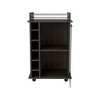 NicBex Mobile Kitchen Island Cart Morden Kitchen Carts on Wheels with Storage, 1 Glass Cabinet Door and 8 Bottle Rack for Kitchen, Black - 3 of 4