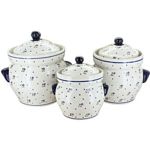 Blue Rose Polish Pottery 1120 Zaklady Large Canister Set - 1 of 1