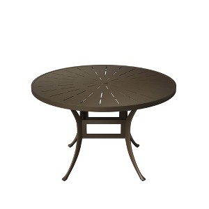 Mondawe 48 Inch Round Aluminum Outdoor Patio Dining Table with Umbrella Hole, Dark Brown - 1 of 4