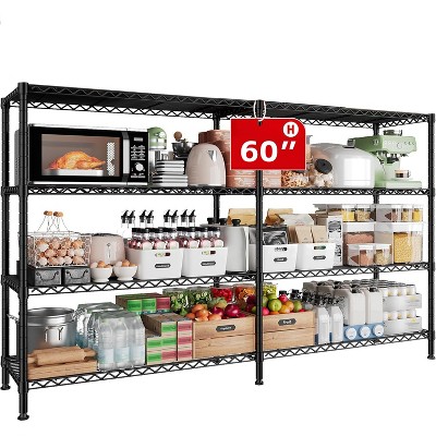 HOMDOX 4-Tier Heavy Duty Metal Storage Rack, 60"W x 14"D x 60"H Adjustable Wire Metal Shelves for Storage, 1200LBS Free Standing Storage Shelf Units