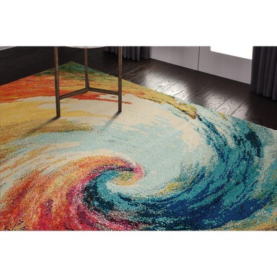 Cosmic Radiance Abstract Red 5' x 7' Synthetic Area Rug