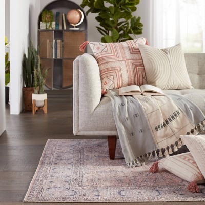Serene Blue Medallion 9' x 12' Easy-Care Synthetic Area Rug