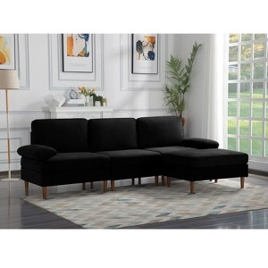 Aukfa Modern 102.4" L-shape Modular Sectional Sofa with Movable Ottoman,4 Seat Upholstery Sofa with Removable Back & Seat - 1 of 4