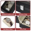 Unique Bargains PU Leather Glass Cover Wooden Watch Storage Box - 3 of 4