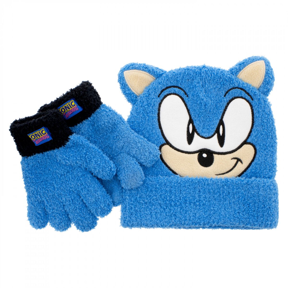 Kids Sonic the Hedgehog Cozy Gloves and Cuffed Beanie with Ears