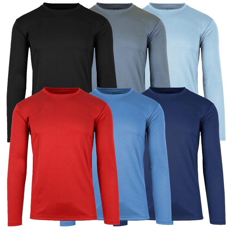 Galaxy By Harvic Men's Long Sleeve Moisture-Wicking Performance Crew Neck Tee, 2 of 3