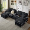 VASIP 120" Modular Corduroy  Sectional Sofa Bed,Modern U-Shaped 4-Seater Couch with Cup Holders and Storage, For Living Room, Apartment,Lounge,Beige - 2 of 4