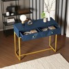 Modern Buffet Cabinet with Storage, Modern Sideboard with 2 Stripe-Design Drawers and Gold Legs, Wooden Accent Cabinet for Dining Room, Living Room - 3 of 4